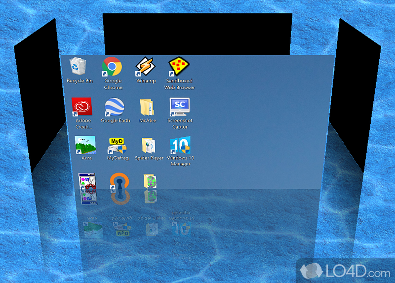 In order to improve computer's small screen display, this software provides 4 virtual desktops - Screenshot of Shock 4Way 3D