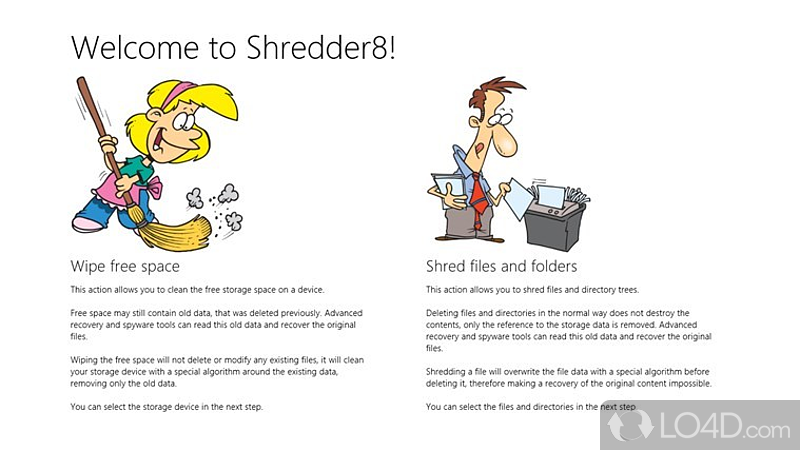 Permanently delete files from the Metro interface - Screenshot of Shredder8 for Windows 8