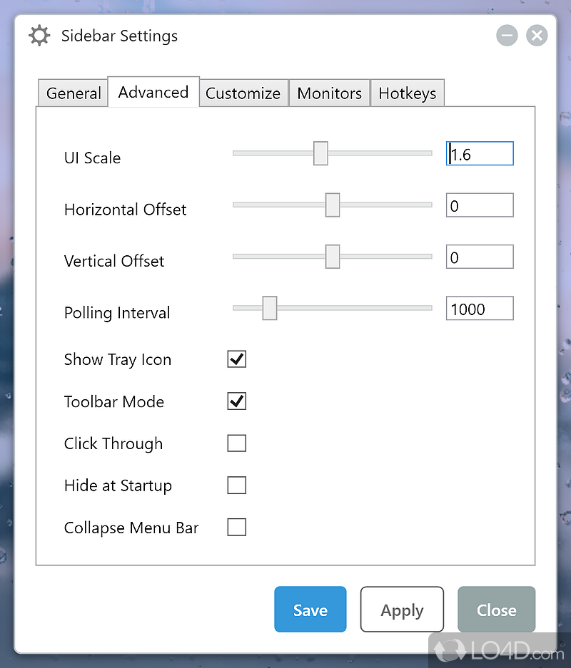 Monitor hardware information on PC screen - Screenshot of Sidebar Diagnostics
