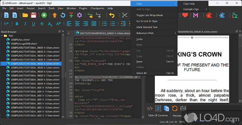 Design ePub ebooks with resourceful tools - Screenshot of Sigil