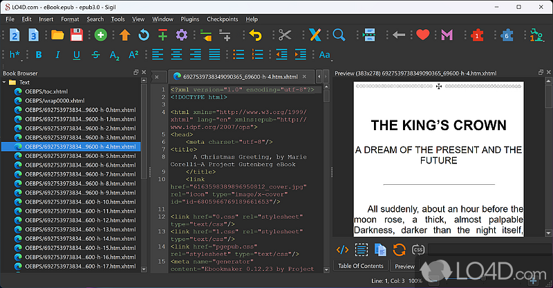 Advanced ebook editor and designer with and approachable features and configuration parameters for putting together ePub files - Screenshot of Sigil