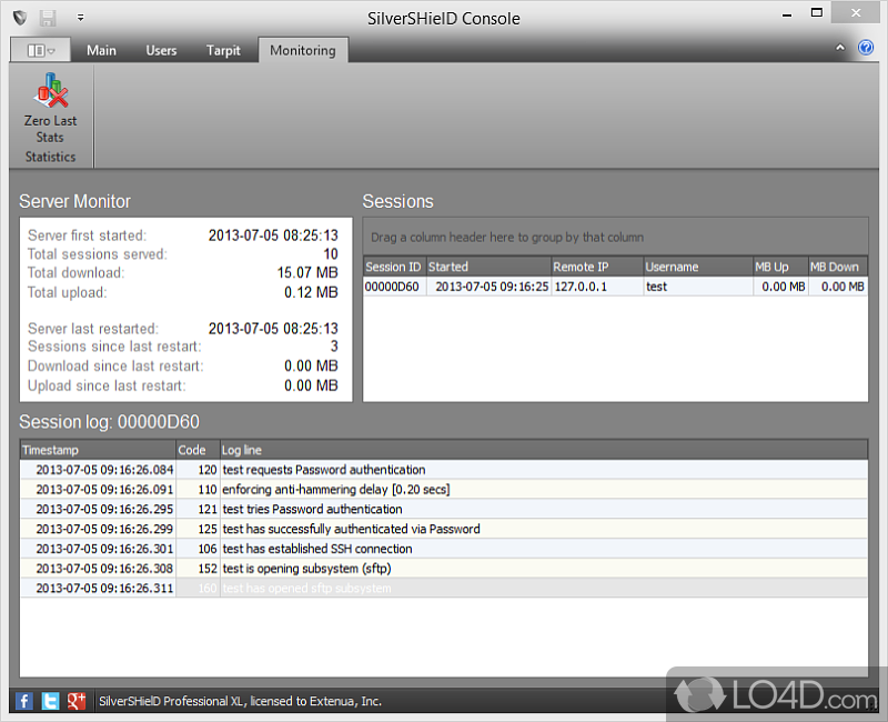SilverSHield: User interface - Screenshot of SilverSHield
