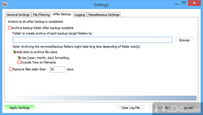 Simple Backup Tool: User interface - Screenshot of Simple Backup Tool