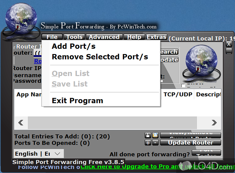 Convenient program to open router ports - Screenshot of Simple Port Forwarding