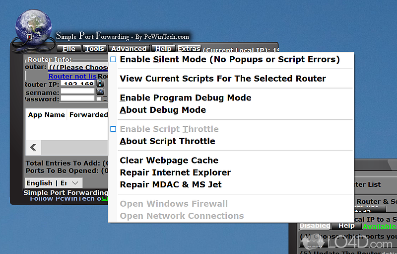 Forward ports on network interface - Screenshot of Simple Port Forwarding