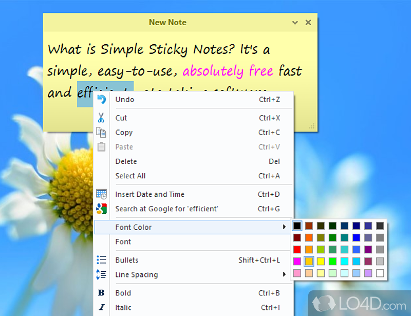 Supports editing and allows you to set alarm - Screenshot of Simple Sticky Notes