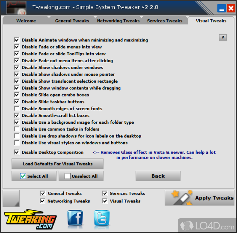 Simple System Tweaker Portable screenshot