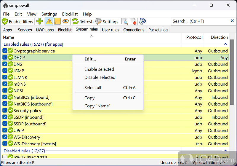 A simple firewall for PC - Screenshot of simplewall