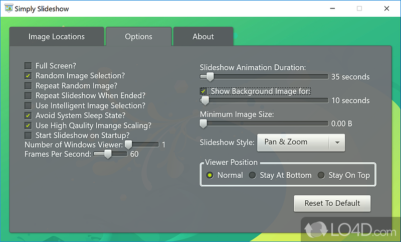 Basic freeware slideshow creator which is fast and can randomize - Screenshot of Simply Slideshow