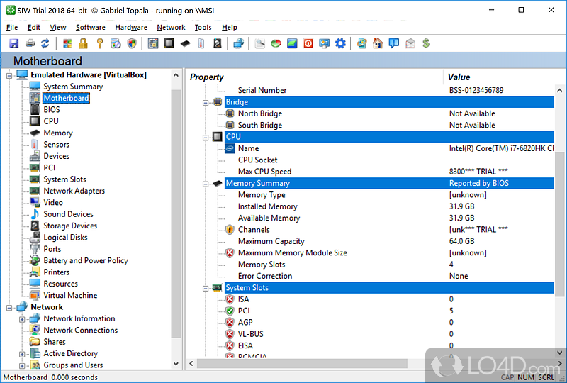 A large amount of hardware and software information - Screenshot of SIW