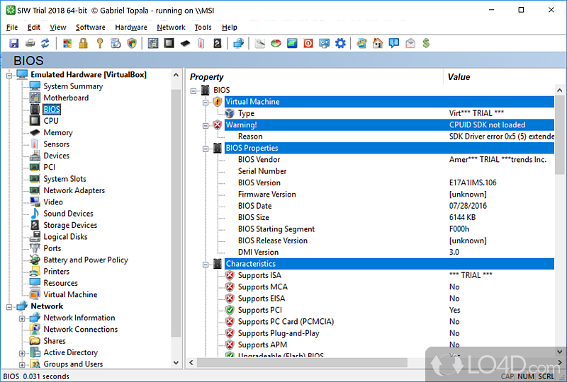 Generate reports and configure settings - Screenshot of SIW
