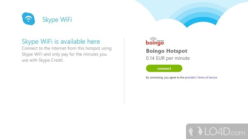 A Free program for Windows‚ by Skype - Screenshot of Skype WiFi for Windows 8