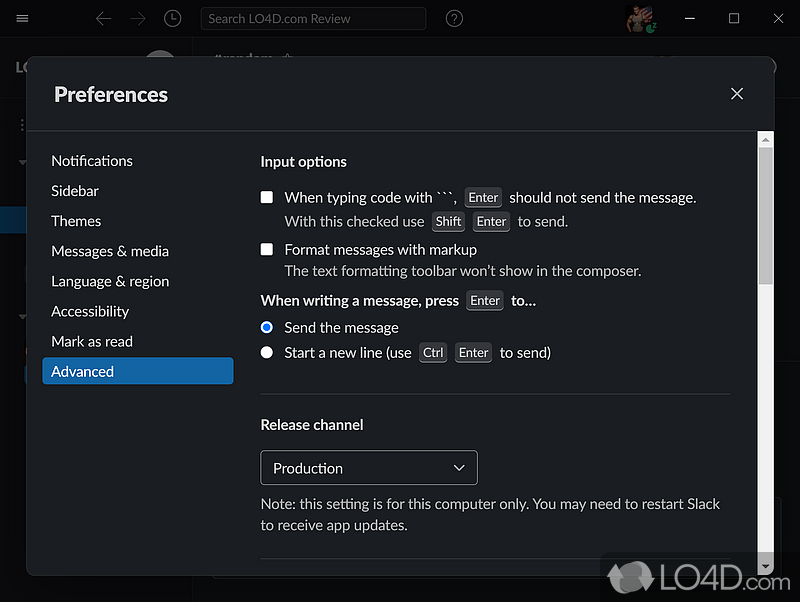 Collaborating online - Screenshot of Slack