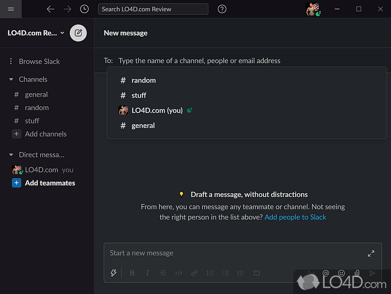 Instant communication - Screenshot of Slack