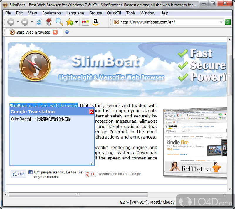 Fastest web browser for Windows powered by Blink engine - Screenshot of SlimBoat