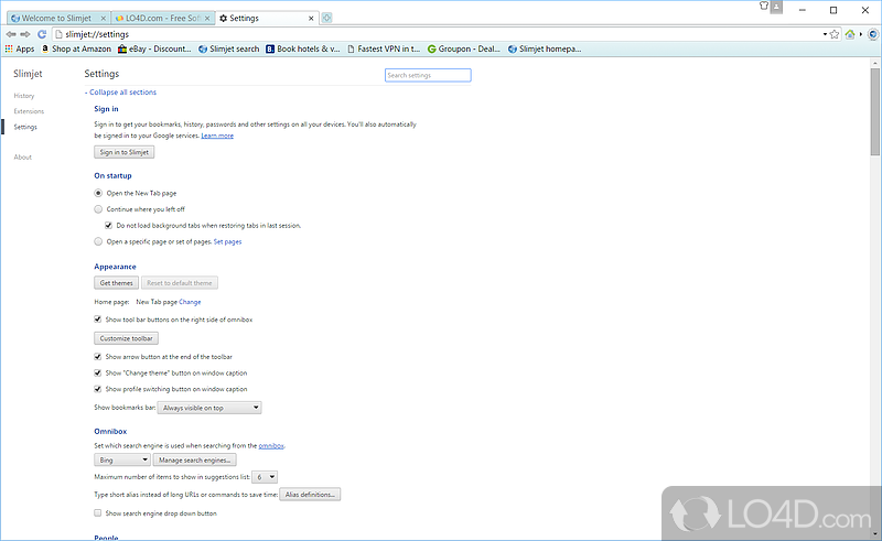 A reliable and powerful Chromium-based browser - Screenshot of Slimjet