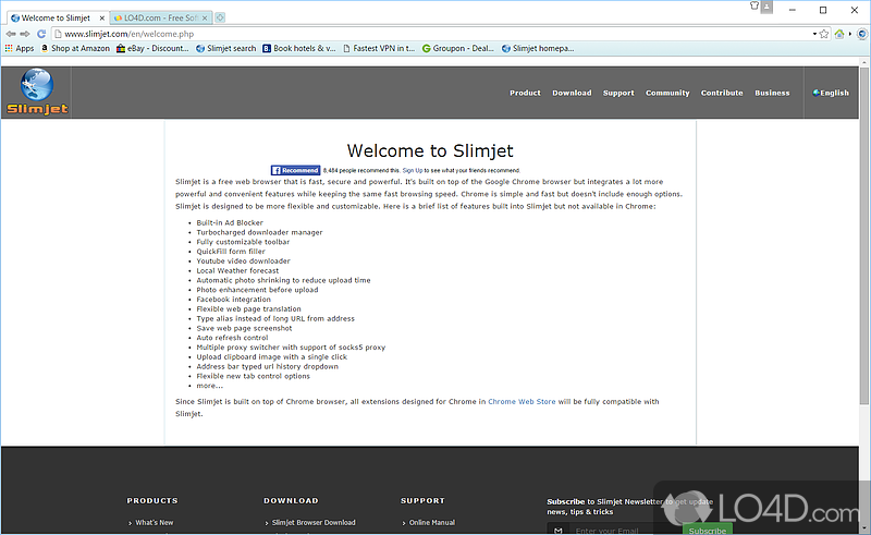 Navigation functions and convenient settings - Screenshot of Slimjet Portable