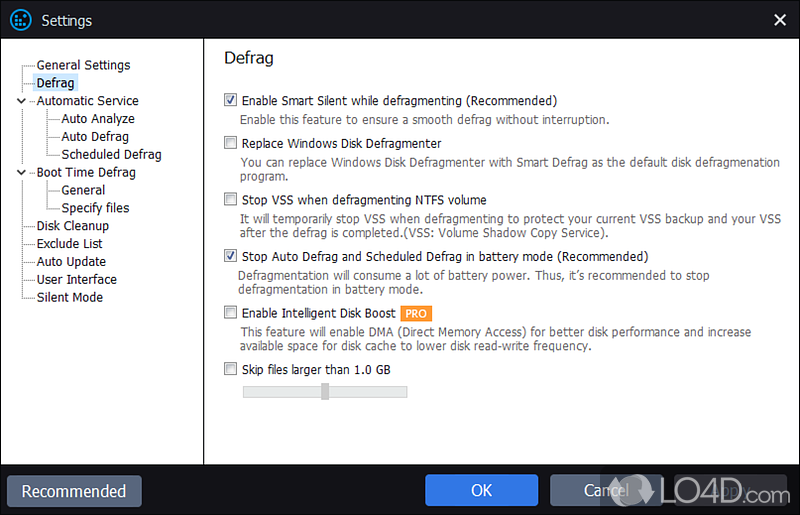 State, Automatic Defrag, Boot Time Defrag - Screenshot of Smart Defrag