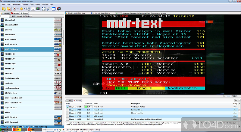 Comes with an OSD video renderer - Screenshot of SmartDVB