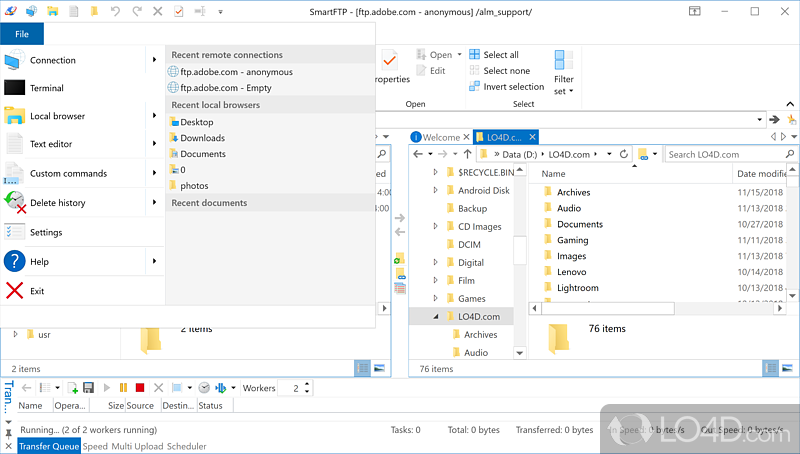 Quickly transfer files across the Internet - Screenshot of SmartFTP