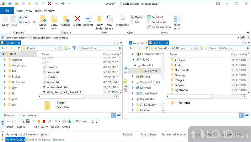 Tool for those who need to transfer small or large numbers of files from one place to another using a file transfer protocol - Screenshot of SmartFTP