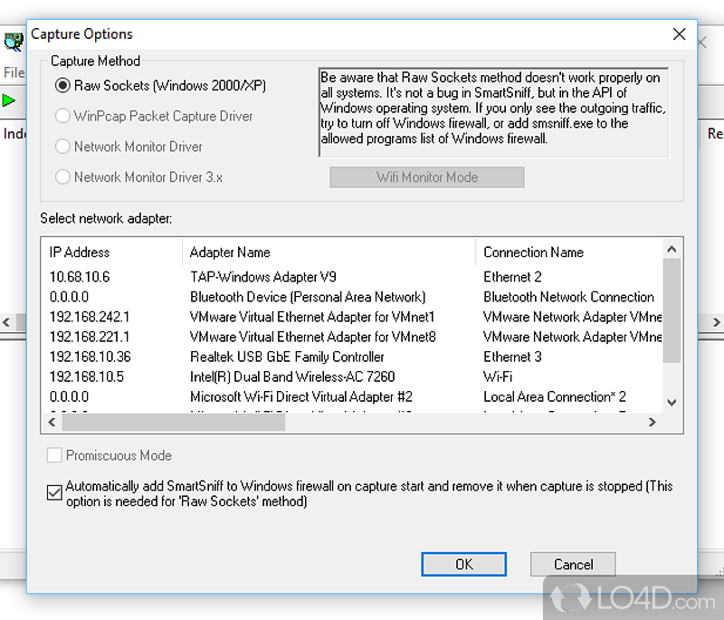 Streamlined and lightweight network sniffer - Screenshot of SmartSniff