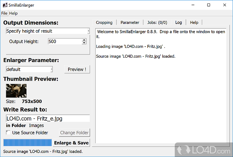SmillaEnlarger: User interface - Screenshot of SmillaEnlarger