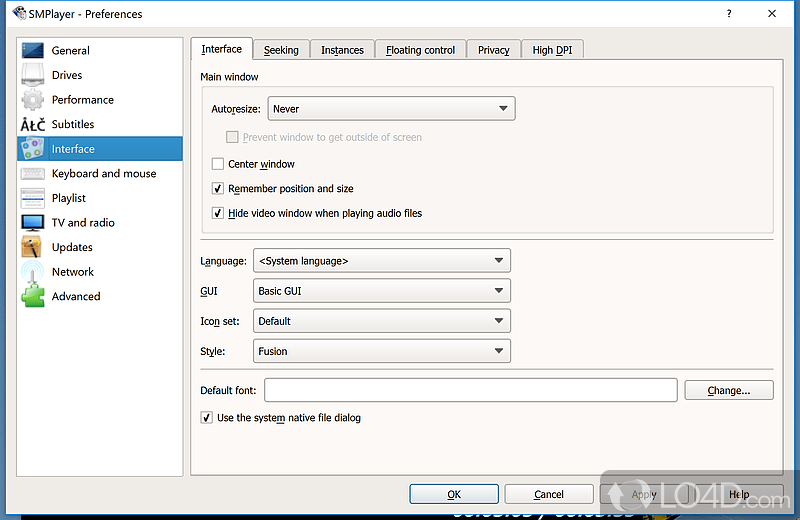 SMPlayer: User interface - Screenshot of SMPlayer