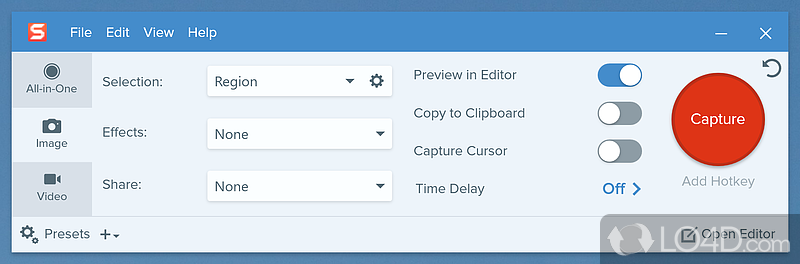 Clear-cut interface - Screenshot of Snagit