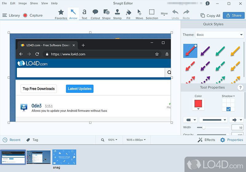 Built-in editing options - Screenshot of Snagit