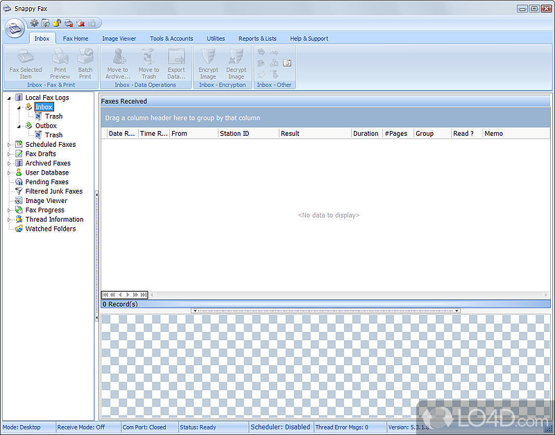 Snappy Fax: User interface - Screenshot of Snappy Fax
