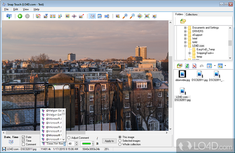 Batch processor for digital photos - Screenshot of SnapTouch