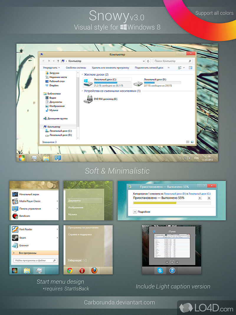 Beautiful Windows theme from Russia - Screenshot of Snowy Theme for Windows 8
