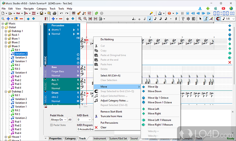 Sofeh Music Studio: User interface - Screenshot of Sofeh Music Studio