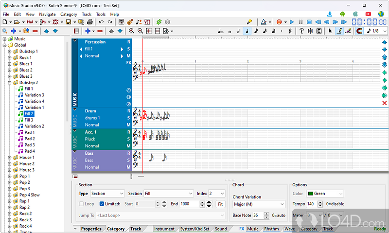 Music and MIDI creation software with music synthesizers - Screenshot of Sofeh Music Studio