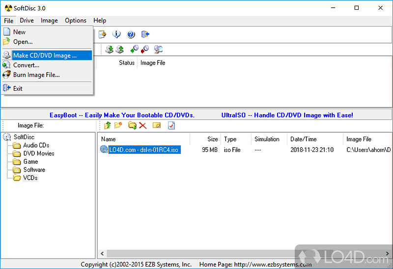 Quick and easy way to create ISO files - Screenshot of SoftDisc