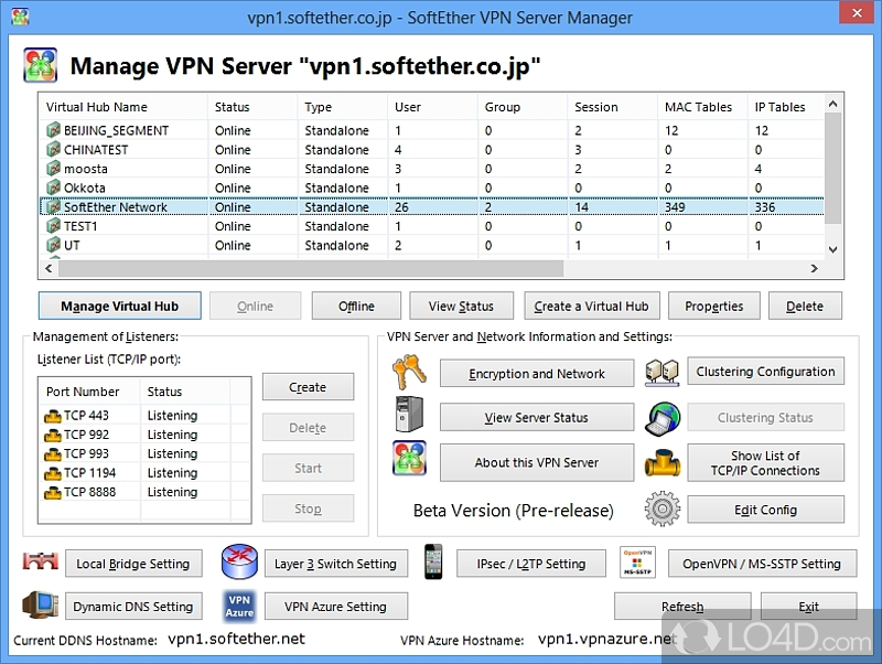 Easy setup of server and clients - Screenshot of SoftEther VPN
