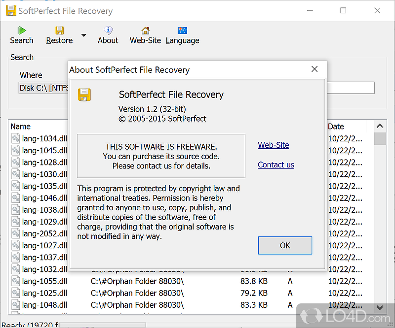 SoftPerfect File Recovery: User interface - Screenshot of SoftPerfect File Recovery