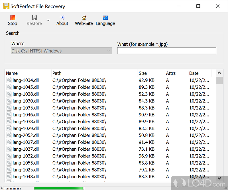 If important files disappeared and ’t find them in the recycle bin, try this software product and get the files back - Screenshot of SoftPerfect File Recovery