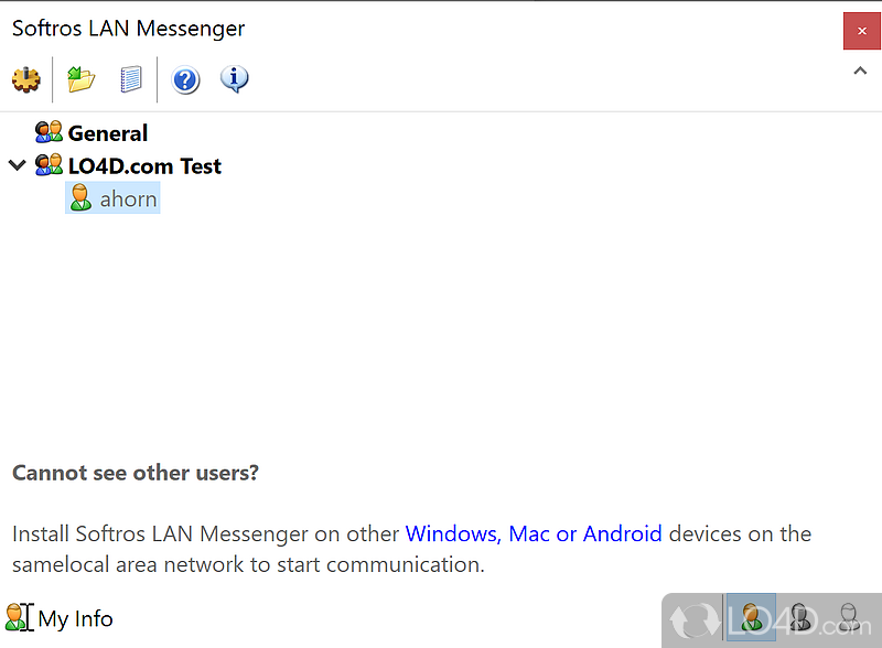 Keep in touch with friends or coworkers from the same LANs, WANs and Intranets - Screenshot of Softros LAN Messenger