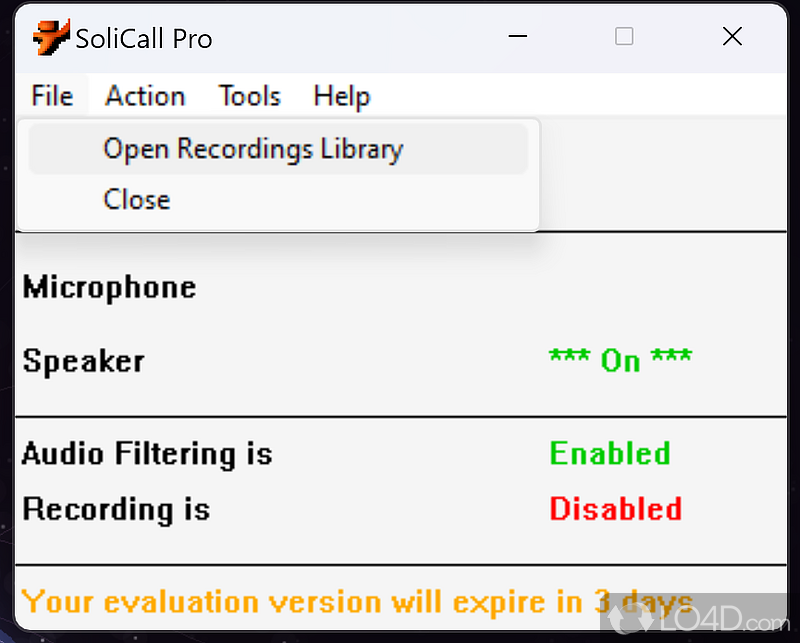 Personalized noise reduction profiles - Screenshot of SoliCall Pro