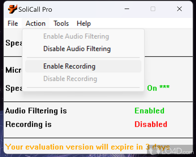 Improve in-call audio quality - Screenshot of SoliCall Pro