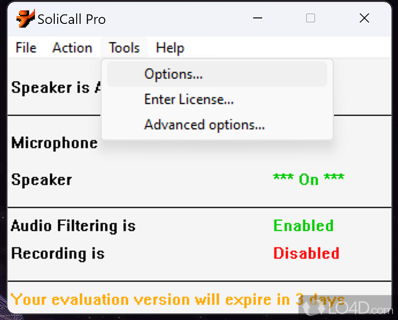 Personalized Noise Reduction Software - Screenshot of SoliCall Pro