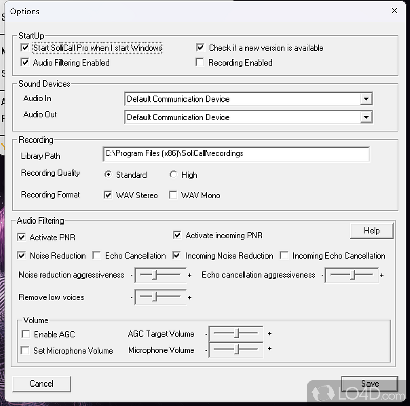 Persoanlized Noise Reduction Software for VoIP, Mobile - Screenshot of SoliCall Pro