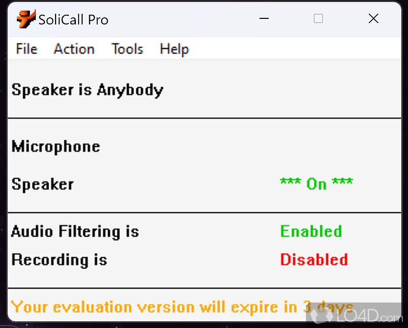 Noise and echo reduction - Screenshot of SoliCall Pro