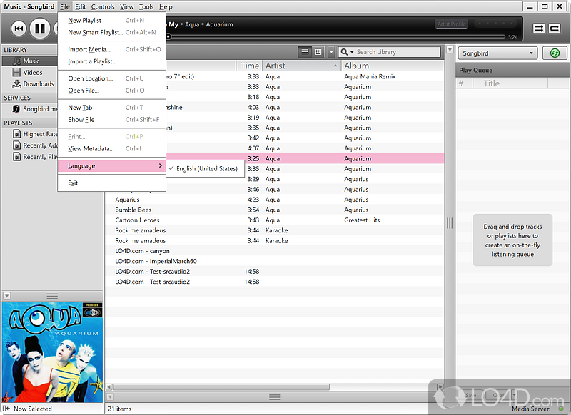 Audio player and organizer - Screenshot of Songbird