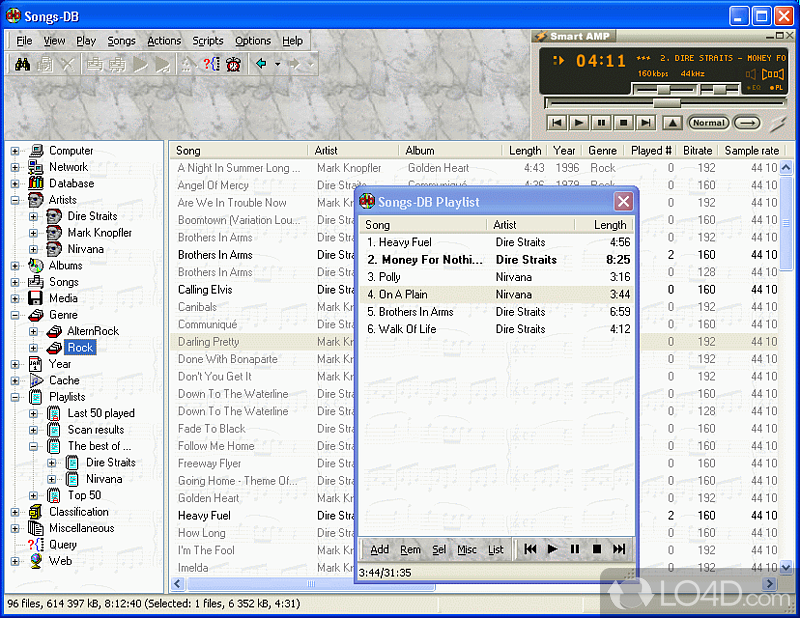 MP3 player, jukebox and music organizer - Screenshot of Songs-DB