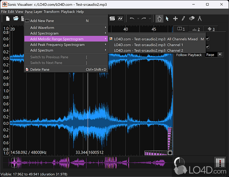 Viewing and analyzing the contents - Screenshot of Sonic Visualiser