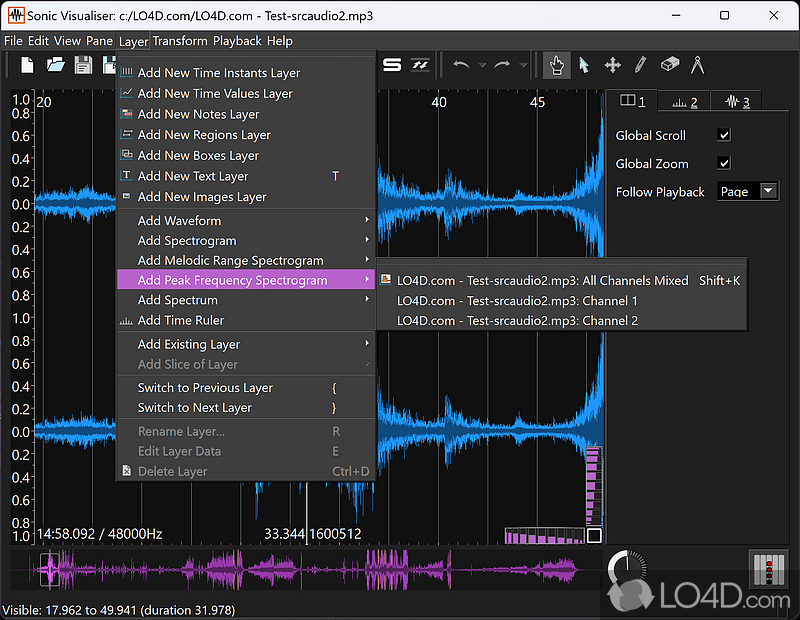 View waveforms of audio recordings in many formats like MP3, OGG - Screenshot of Sonic Visualiser