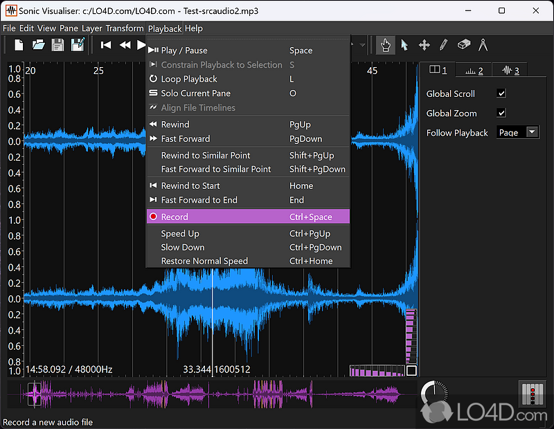 Sonic Visualiser: User interface - Screenshot of Sonic Visualiser